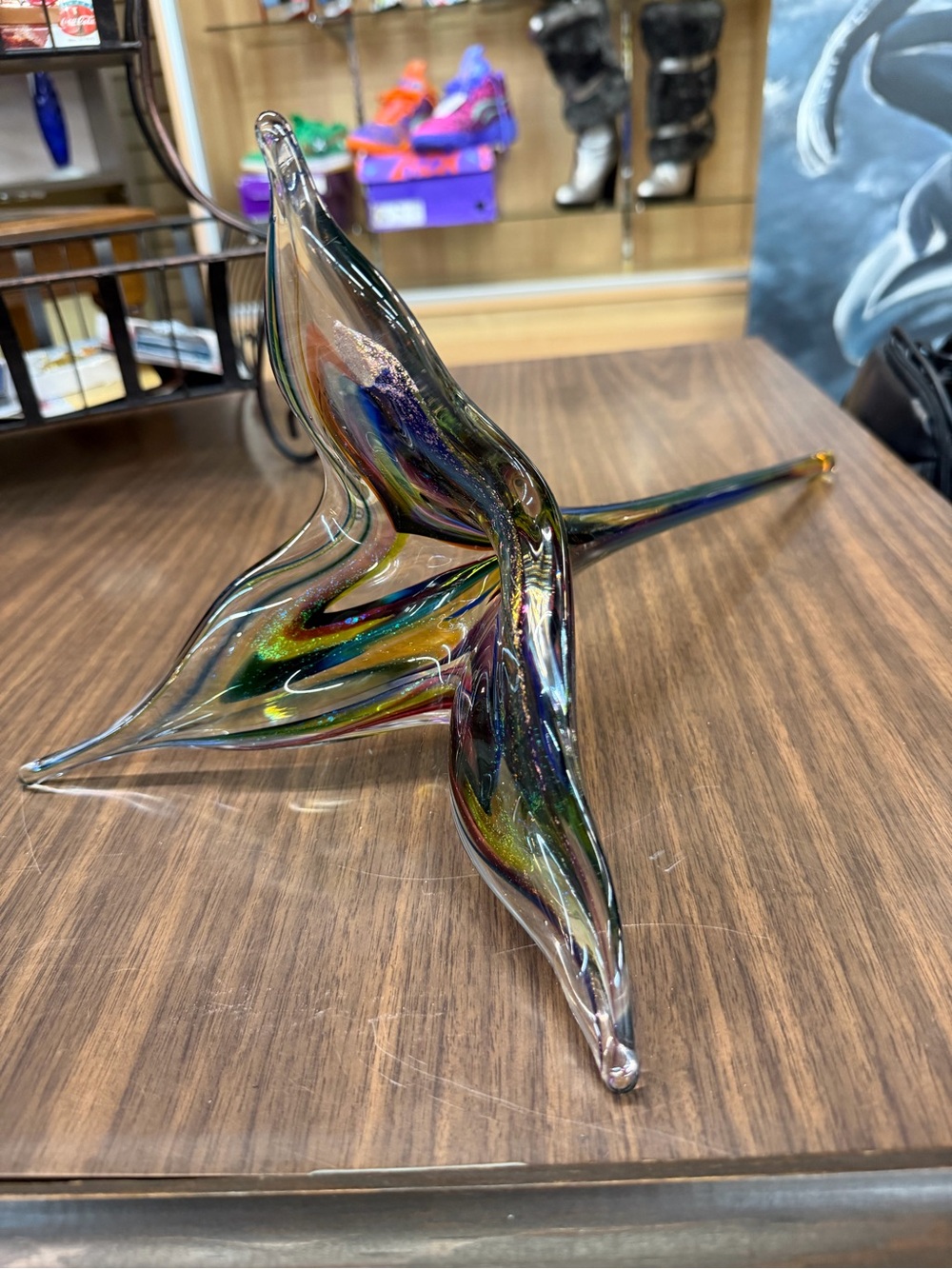 David Goldhagen Handblown Colored Flower Sculpture 15in
